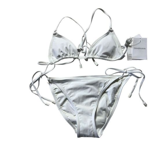 Zimmermann Women's Ivory White Tie String Bikini Set Top size